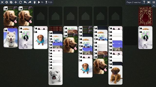 Free Solitaire - Пасьянс Паук 1 масть (14м45с)