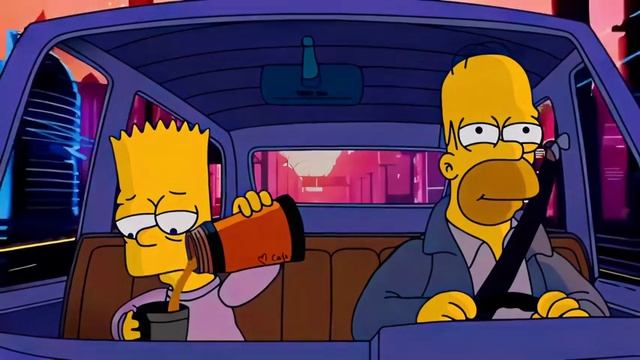 Барт и Хоумер Чилят | Bart & Homer Simpsons Chill Drive - Живые Обои