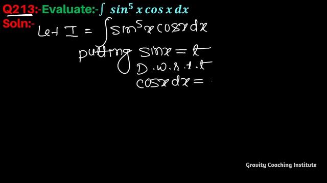 Q213 | ∫ sin ^5x cos x dx | Integral of sin power 5 x cos x | Integration of sin power 5 x cos x