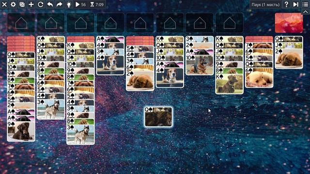 Free Solitaire - Пасьянс Паук 1 масть (14м22с)