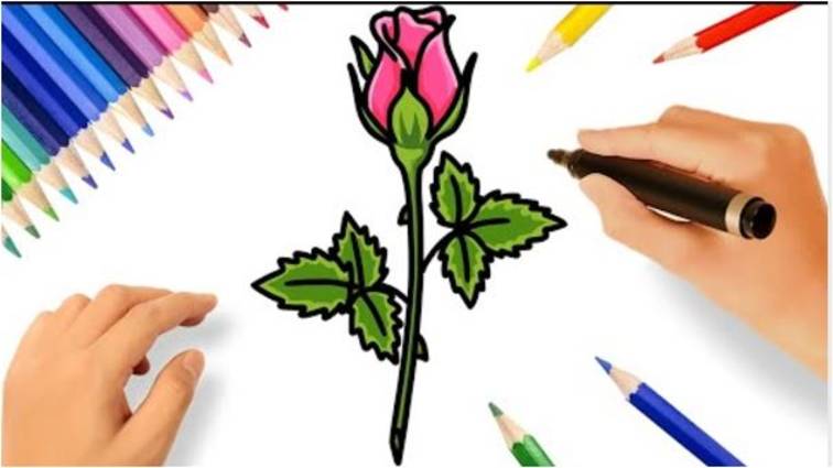 КАК НАРИСОВАТЬ БУТОН РОЗЫ 🌹