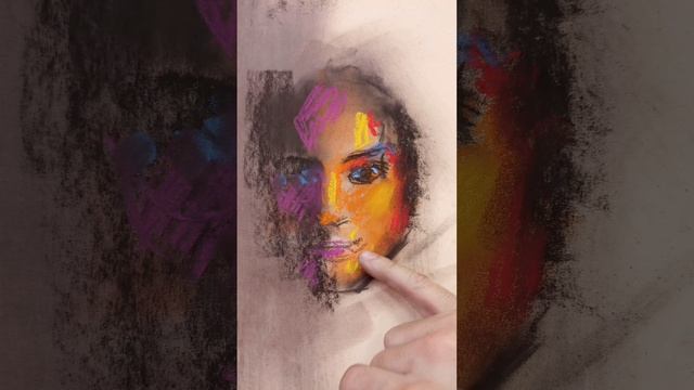 портрет от простой формы сухой пастелью