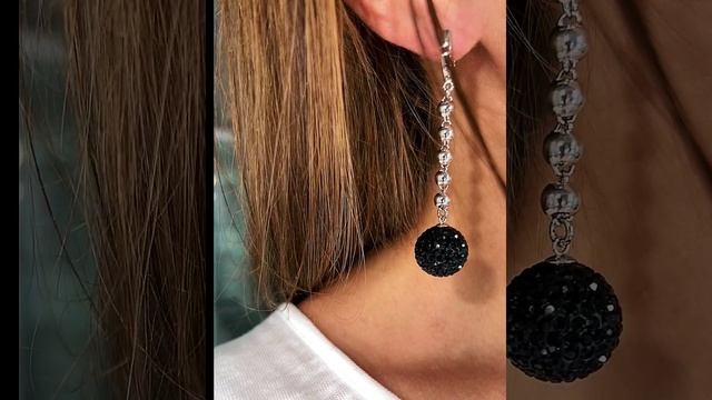 Серьги Шарики на цепочке с кристаллами Swarovski от Mary Melody
