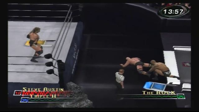 Stone Cold vs The Rock vs Triple H (Hardcore) - WWE Raw 2 (Xbox)