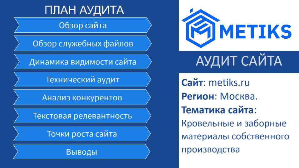 🚀 SEO Аудит сайта metiks.ru