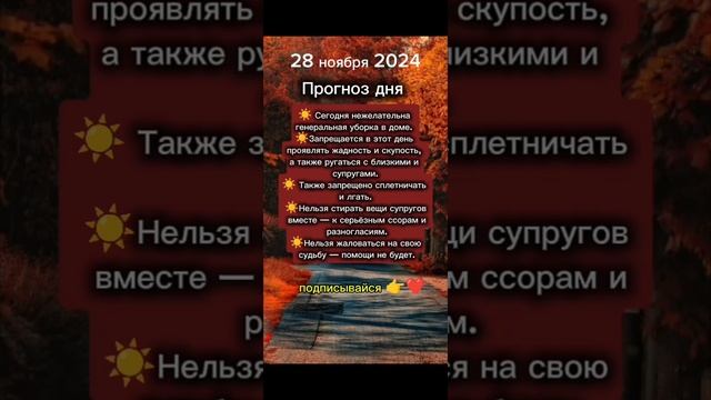 Прогноз дня на 28 ноября 2024