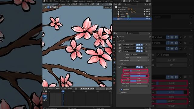 Blender Secrets 867 - Add noise to Line Art Modifier strokes