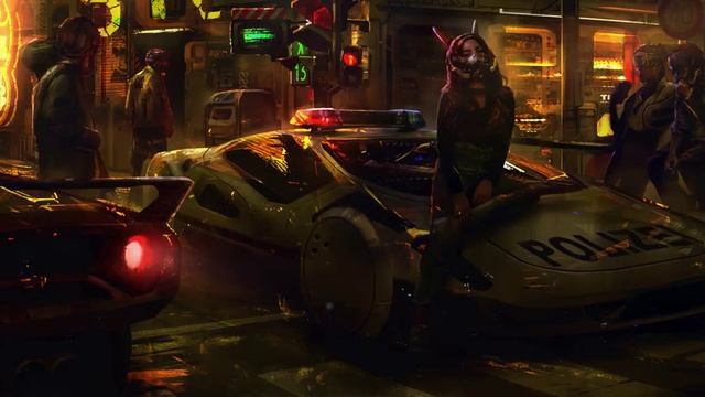 Девушка Сидящая на Полицейской Машине | Cyberpunk Girl Sitting On Police Car - Живые Обои