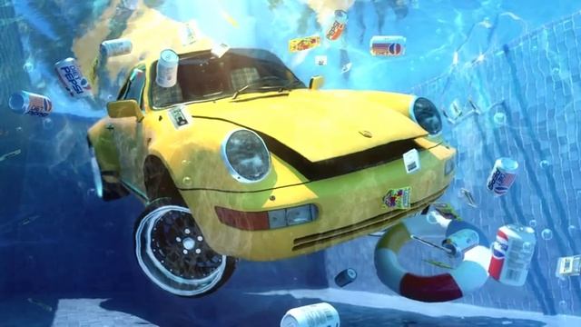 Жёлтый Порш в Бассейне | Porsche 911 In Swimming Pool - Живые Обои