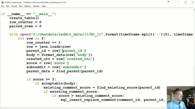 Building Database - Creating a Chatbot with Deep Learning, Python, and TensorFlow p.5