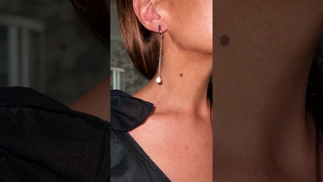 Серьги капли на цепочке с кристаллами Swarovski  от Mary Melody