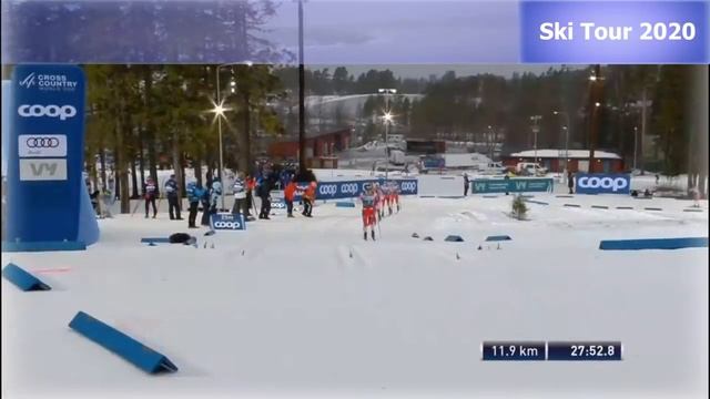 Большунов и норвежцы. Один против семерых.