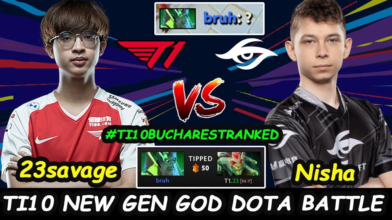 T1 23savage Medusa vs Secret Nisha Necrophos MIDLANE - Ti10 Ranked BATTLE Dota 2 pro gameplay