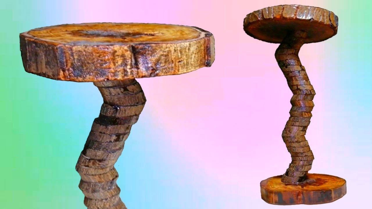 How to make a mini coffee table with a stump. Wooden coffee table