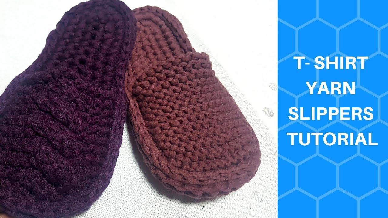How to  Make T shirt Yarn Slippers PART 1- English Subtitile  #crochetbasics #crochet #forbeginners