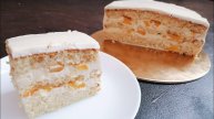 Простой торт с персиками и кремом-чиз на заварной основе. Einfacher Kuchen. Fruit cake.