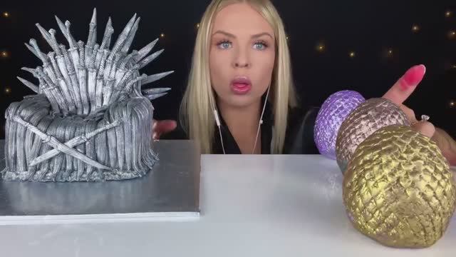 АСМР. ДОМ ДРАКОНА СЪЕДОБНАЯ КРОВЬ. ЯЙЦА ДРАКОНА. ИГРА ПРЕСТОЛОВ ТОРТ. МУКБАНГ