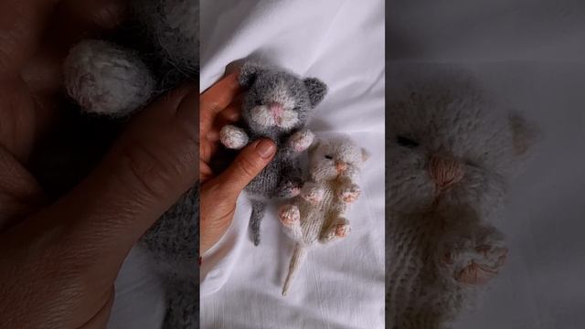 Спящие котята открыли глазки! Наконец-то я их связала!#вязаныеигрушки #спящиекотята #игрушкиспицами