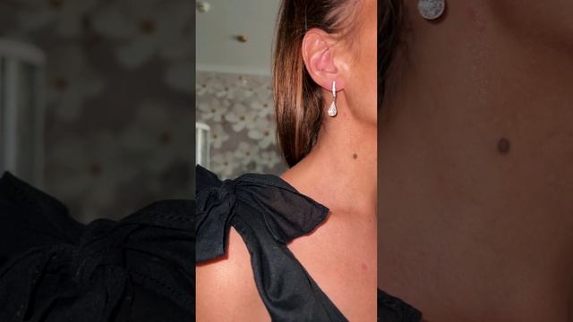 Серьги на английском замке с подвесами в виде капли в цвете Crystal \ белые