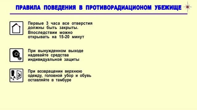 ГО  правила поведения в противорадиоционном убежище