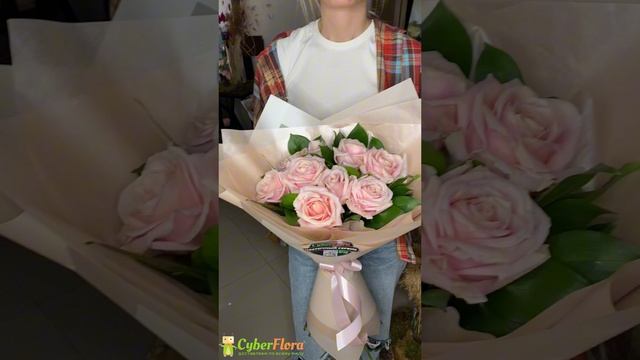 Букет 9 нежно-розовых роз