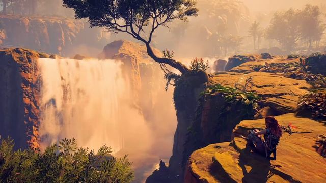 Элой у Водопада | Aloy Relax Waterfall Horizon Zero Dawn - Живые Обои
