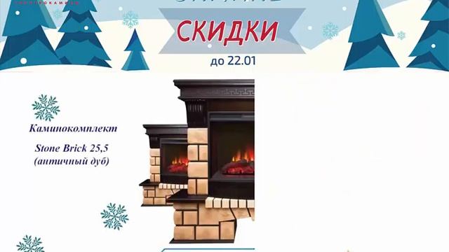 Акция на 2D электрокамины (камень) Real Flame до 22.01.2018