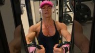 Pink hat means it's pec day.