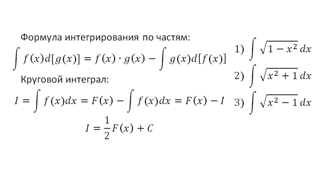 Интегрирование 7. Интегрирование по частям-4. Круговой интеграл и доказательство расширенной таблицы