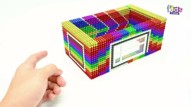 Строим Из Магнитных Шариков Особняк С 3D Изогнутой Крышей! Красивое Озеро С Рыбками