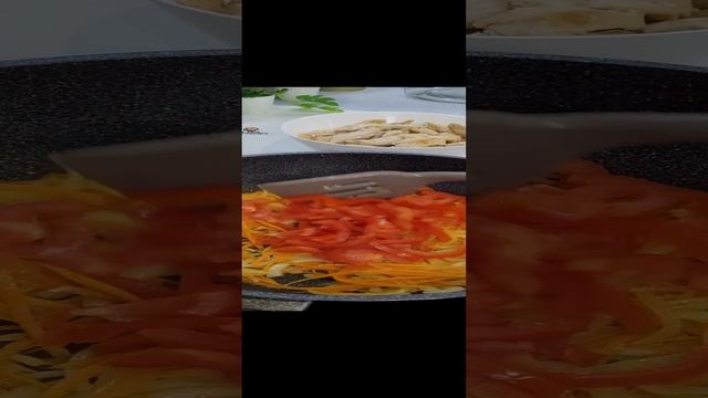 Быстро и просто 👌.Соба с овощами и курицей 👍.Приятного 😋.#рецепты