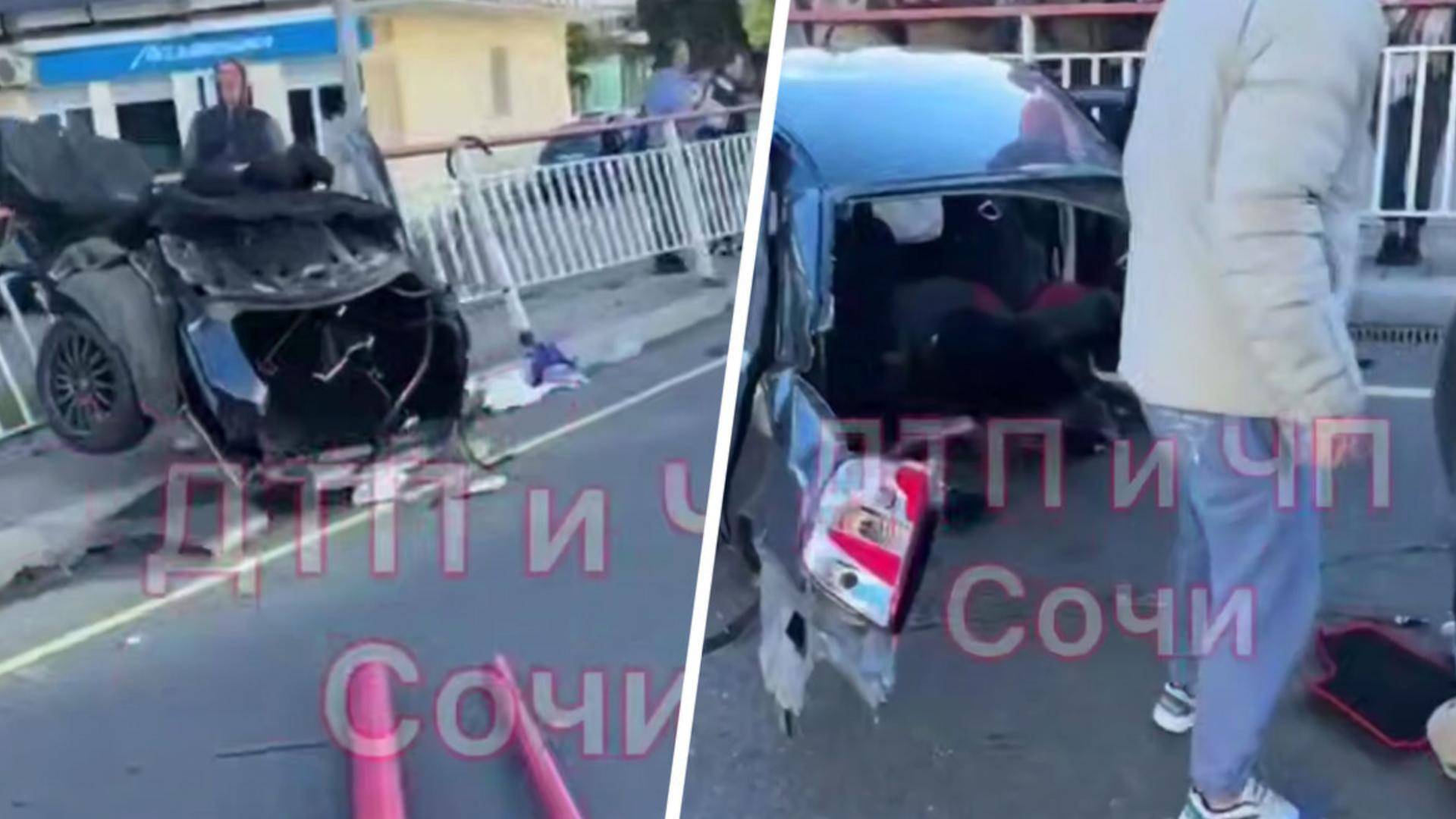 В Сочи машину разорвало пополам после выезда на встречную полосу