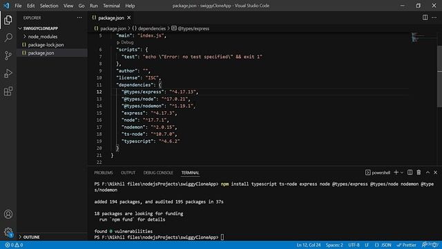 2_3. Creating new Nodejs project & setting it up (for typescript)