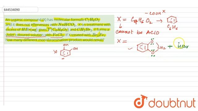 An organic compound (X) has molecular formula C_(7)H_(6)O_(2) and it does not effervesces with N...