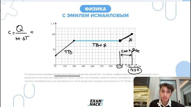 По результатам нагревания кристаллического вещества массой 5 кг построен график зависимости - №25425