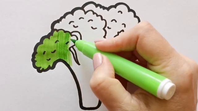 Как нарисовать БРОККОЛИ КАПУСТА / раскраска для детей / Нарисуй Ка