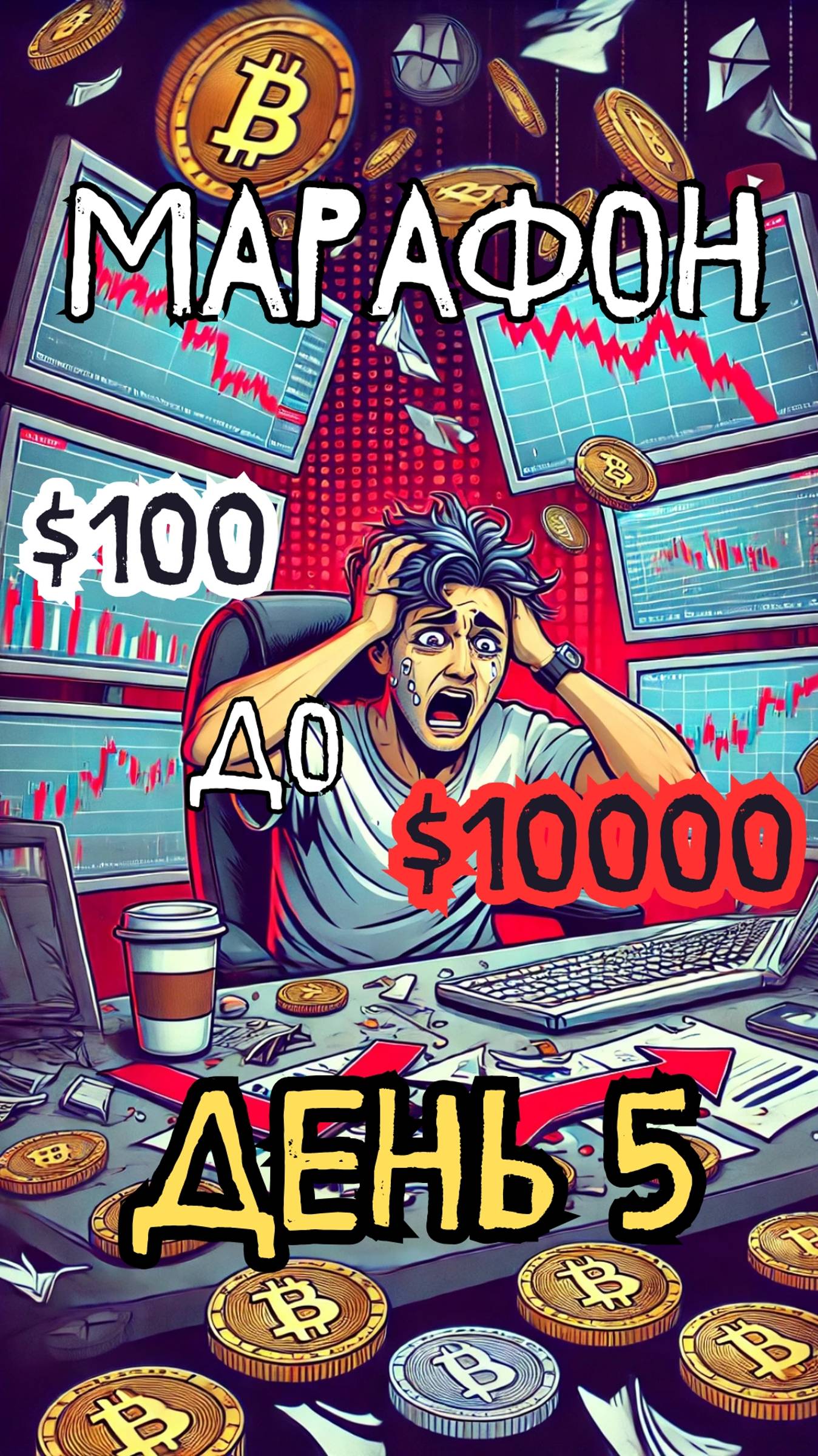 Марафон $100 до $10000 торгуя криптовалютой! Результаты День 5