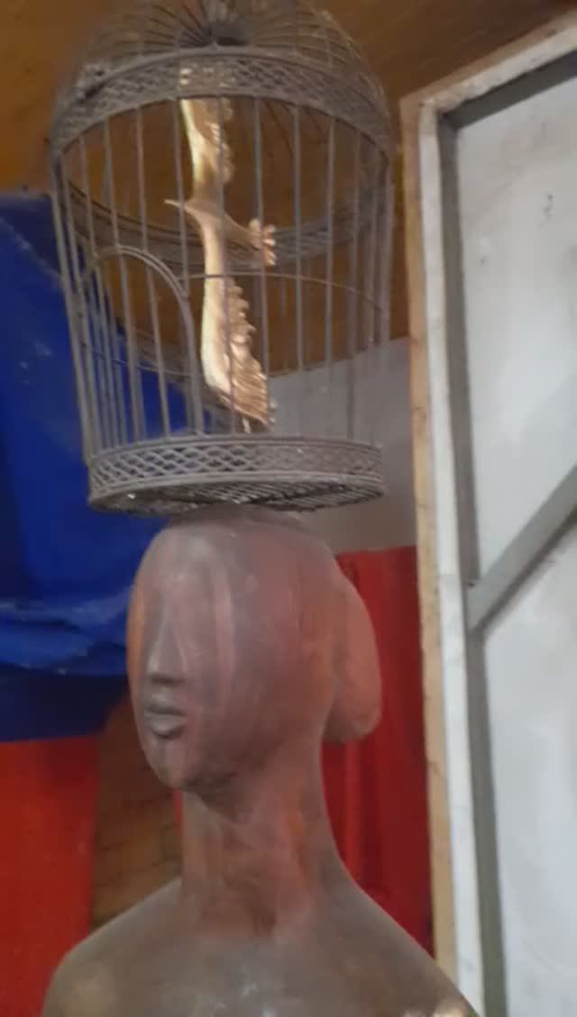 Девушка с клеткой, Дом Бурганова, Москва