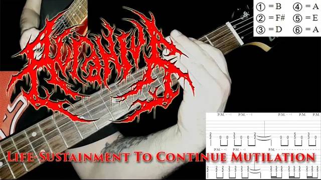 ACRANIUS - Life-Sustainment To Continue Mutilation (guitar cover playthrough tabs)