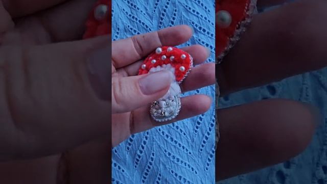 Брошь ручной работы Гриб Мухомор