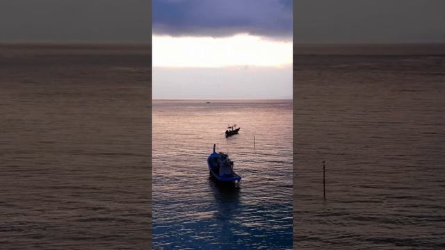 Fisherman's boats, sunset view