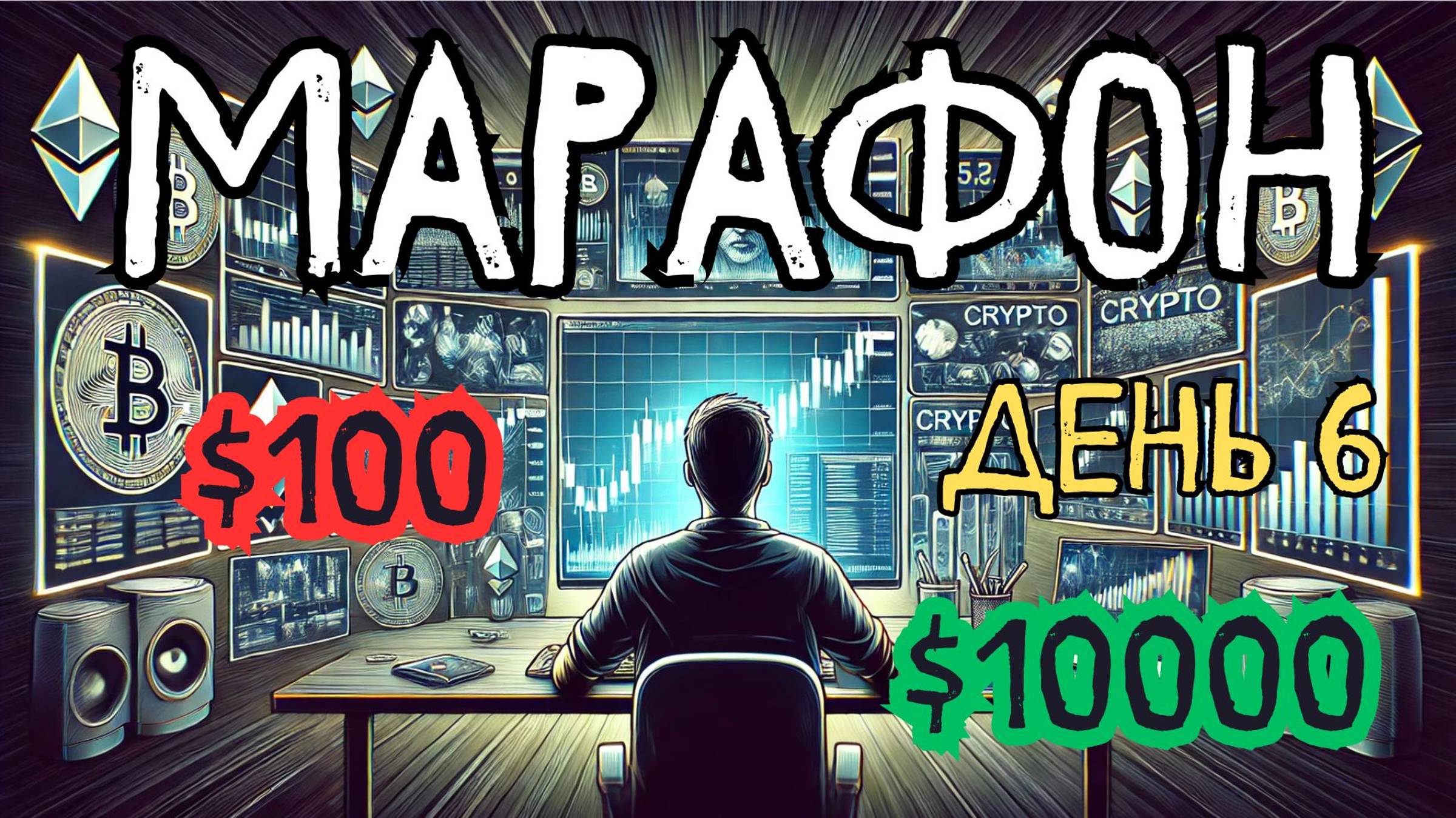 от $100 до $10000 торгуя криптовалютами! День 6