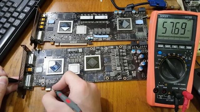 HD6990 MSI -Ремонт 2-х чиповой видеокарты