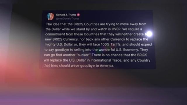 Избранный президент США Дональд Трамп пригрозил БРИКС из-за планов отказаться от доллара
