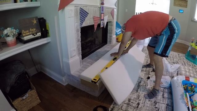 How To Baby Proof Your Brick Fireplace | DIY Hearth Cushion/Bench Seat