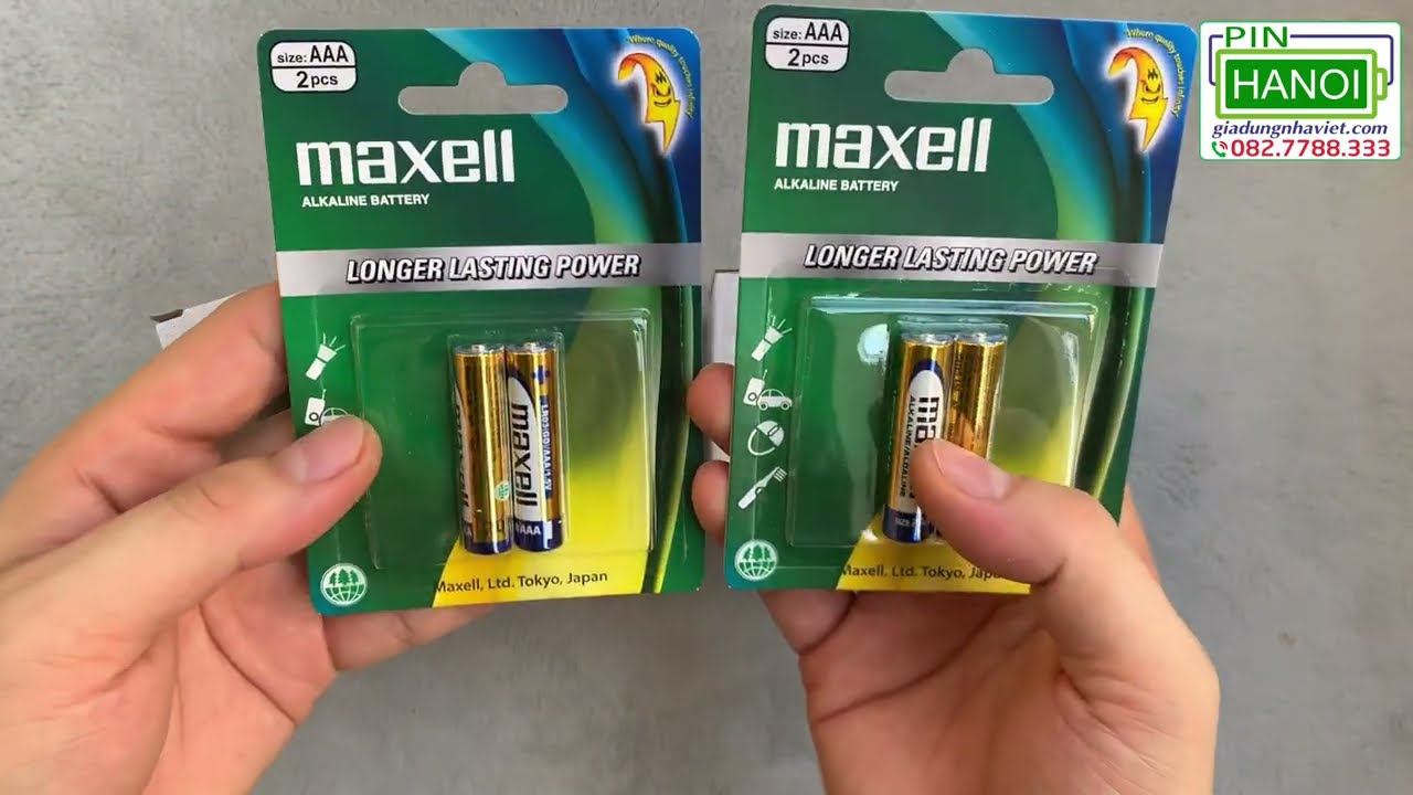 Pin tiểu AA và pin đũa AAA Maxell alkaline LR6 LR03 1.5V mẫu bao bì 2022