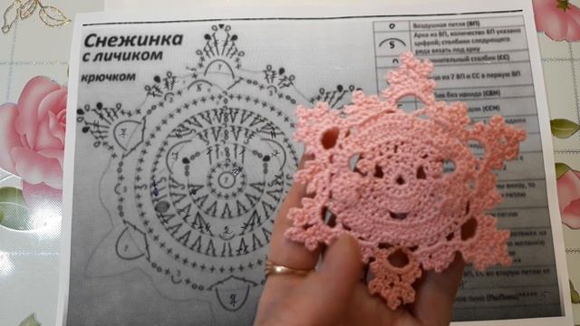 Снежинка с личиком Схема вязания крючком