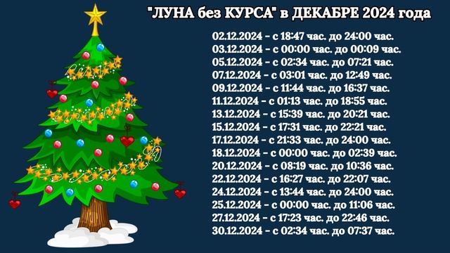 "ЛУНА без КУРСА" в ДЕКАБРЕ 2024 года!!!