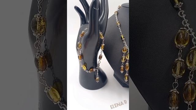 Комплект "Водопад". Переделка для Галины. Янтарь.