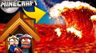 Цунами из лавы Против дома из обсидиана в Майнкрафт